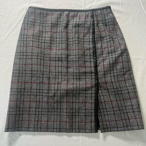 Style & Co. Gray and Red Plaid‎ Wool Pencil Skirt